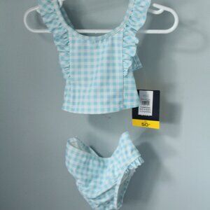 Gap Size 2 Years UPF 50+ Blue Check 2 Piece Bathing Suit